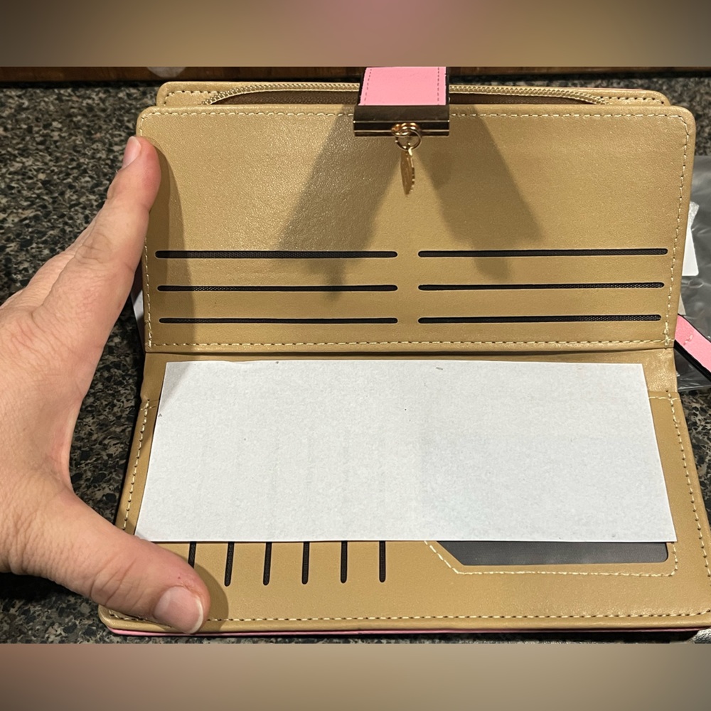 Pink Wallet with Gold Leaf Accents - Picture 5 of 9